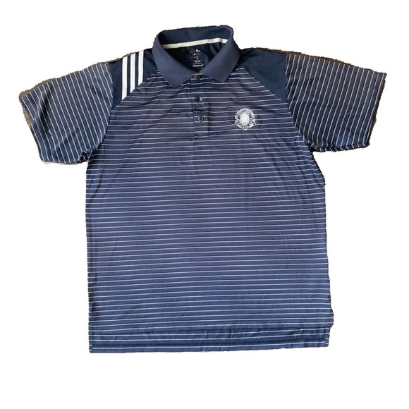 Men’s Golf Polo Adidas Shirt Striped Collared Shirt Button Up Dri Fit Sports Top - Picture 1 of 7